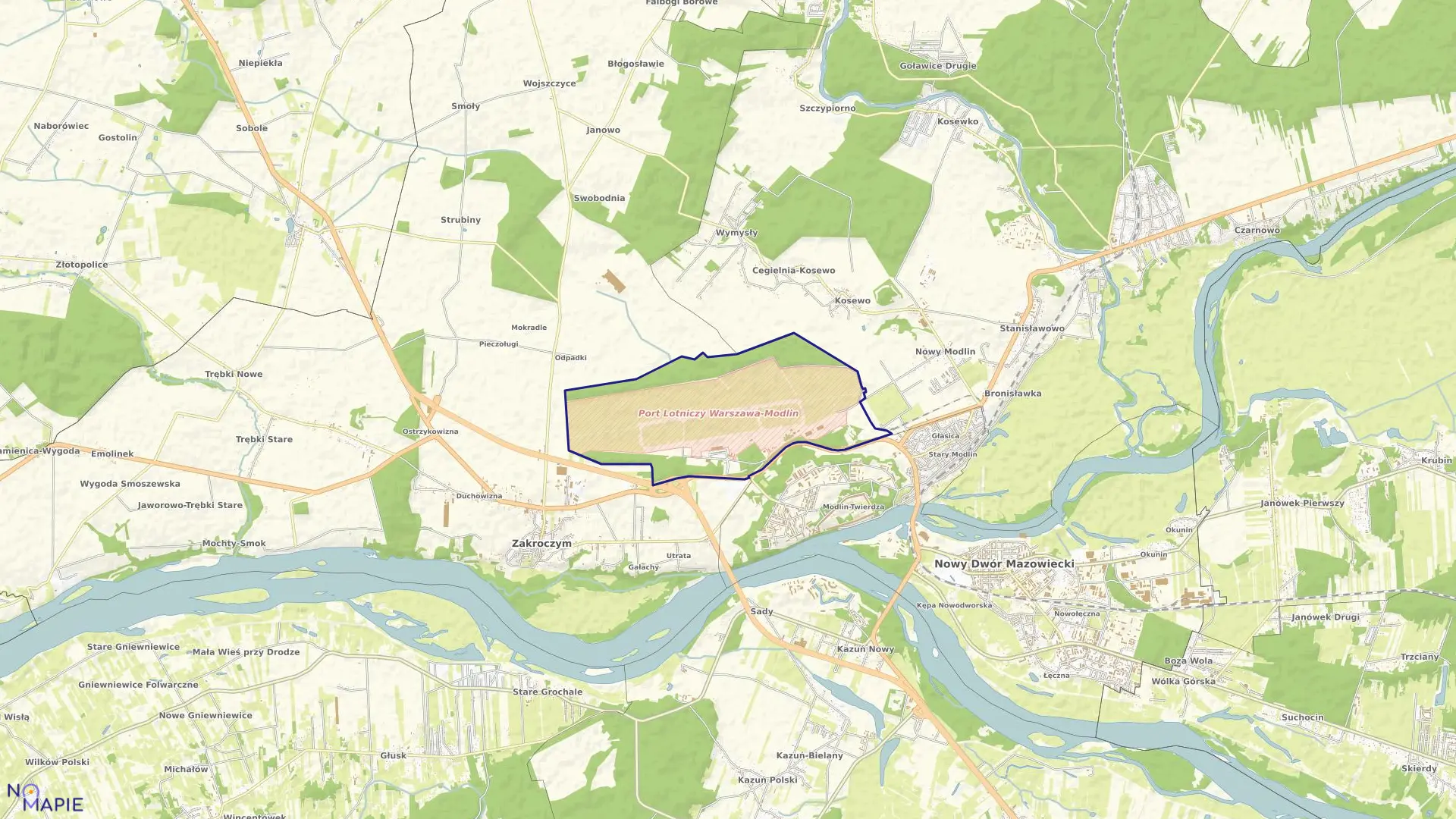 Mapa obrębu 1-01 w mieście Nowy Dwór Mazowiecki