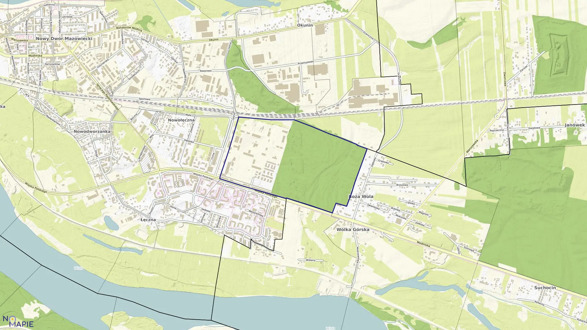 Mapa obrębu 10-01 w mieście Nowy Dwór Mazowiecki