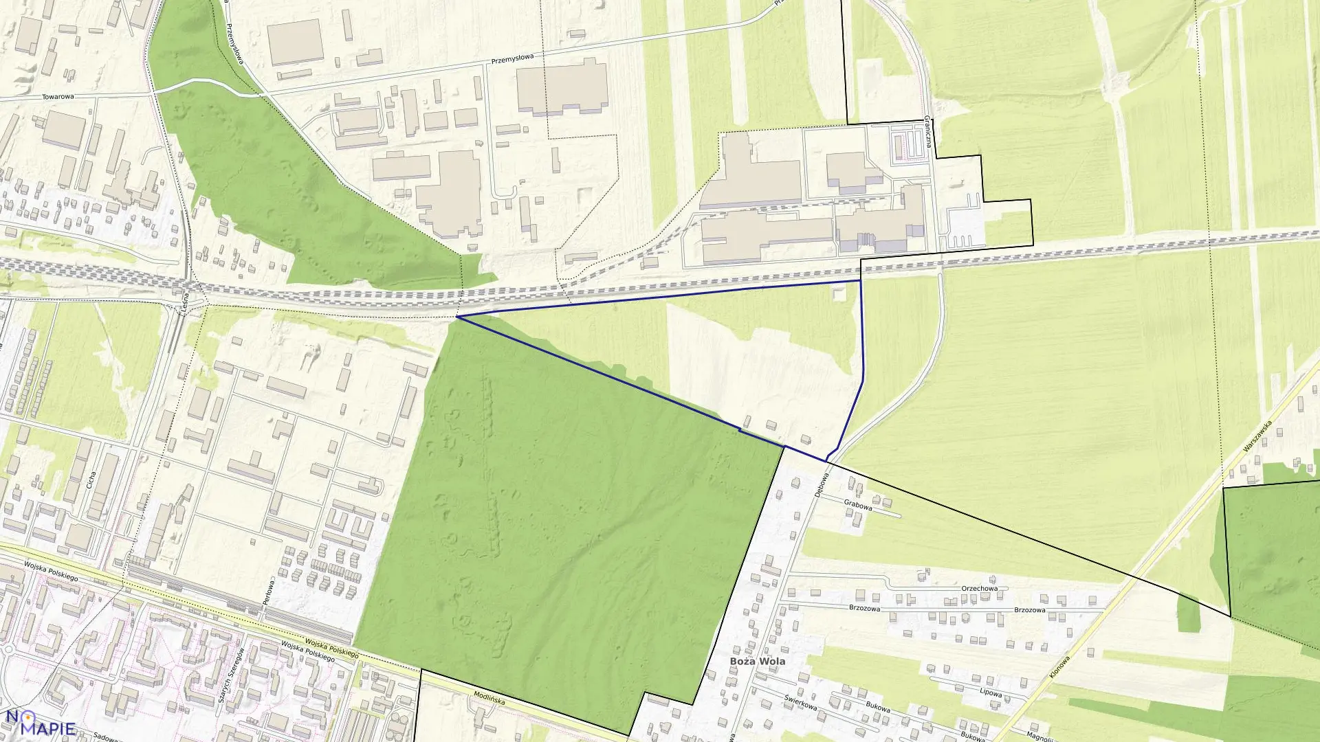 Mapa obrębu 10-02 w mieście Nowy Dwór Mazowiecki