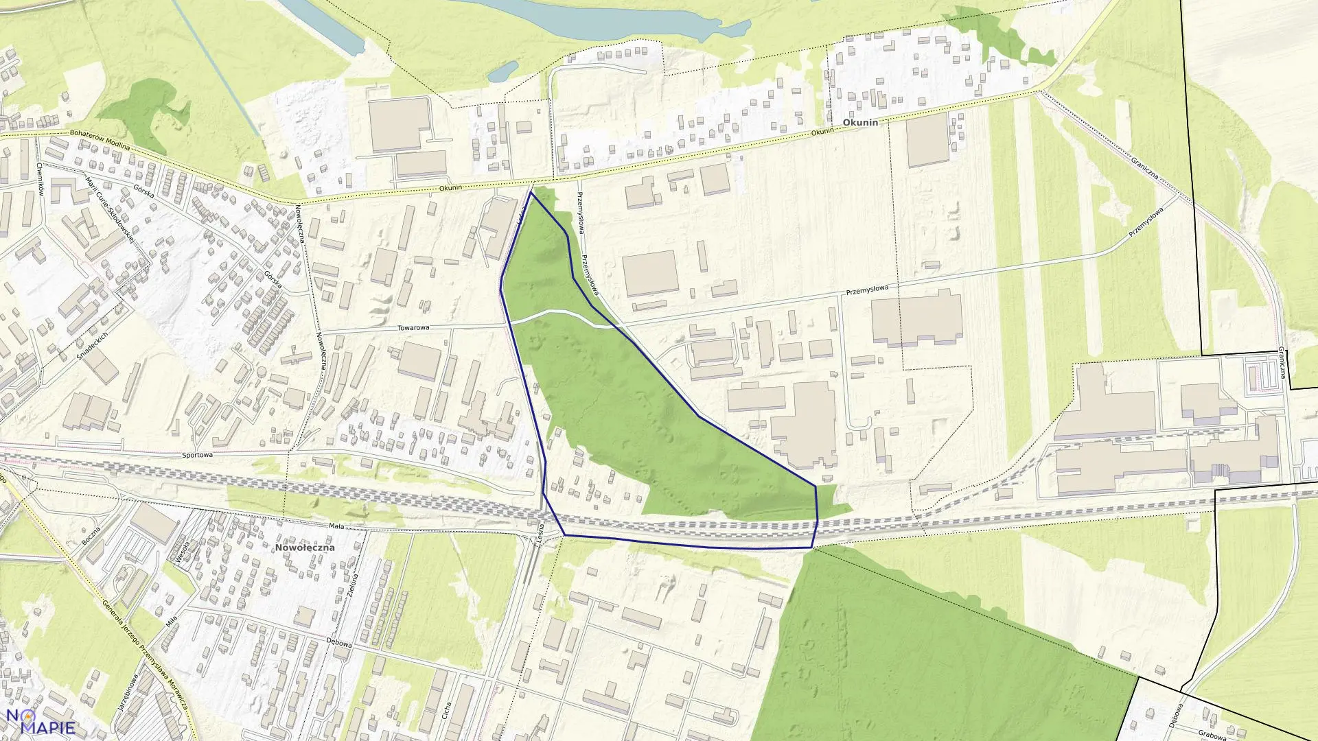 Mapa obrębu 14-03 w mieście Nowy Dwór Mazowiecki