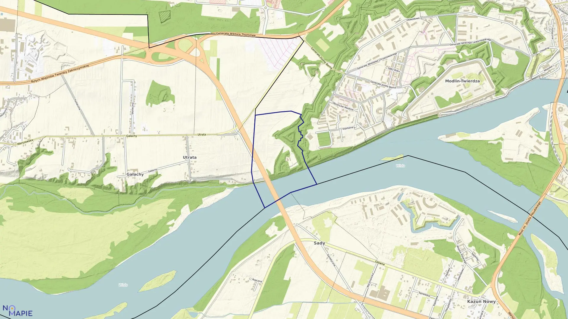Mapa obrębu 2-01 w mieście Nowy Dwór Mazowiecki