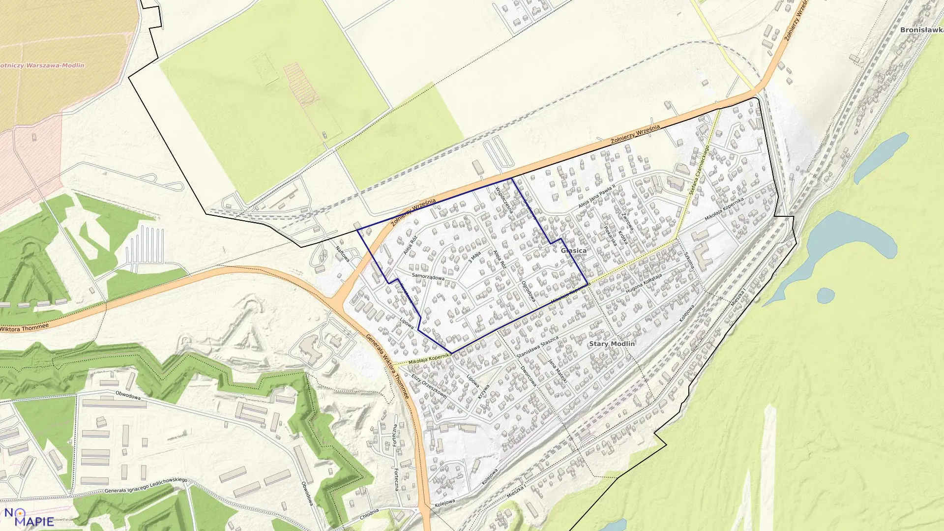 Mapa obrębu 4-02 w mieście Nowy Dwór Mazowiecki