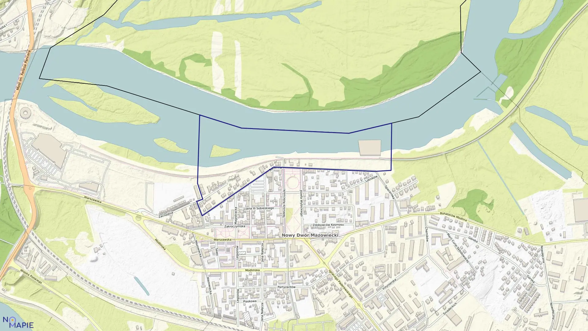 Mapa obrębu 8-02 w mieście Nowy Dwór Mazowiecki