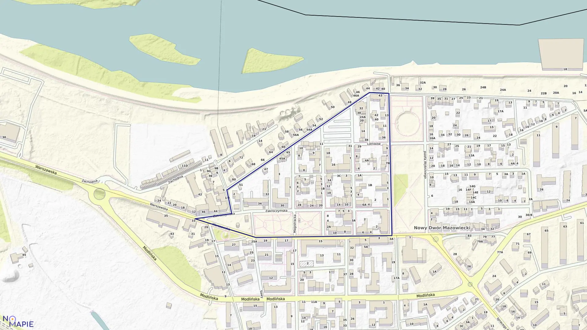 Mapa obrębu 8-05 w mieście Nowy Dwór Mazowiecki