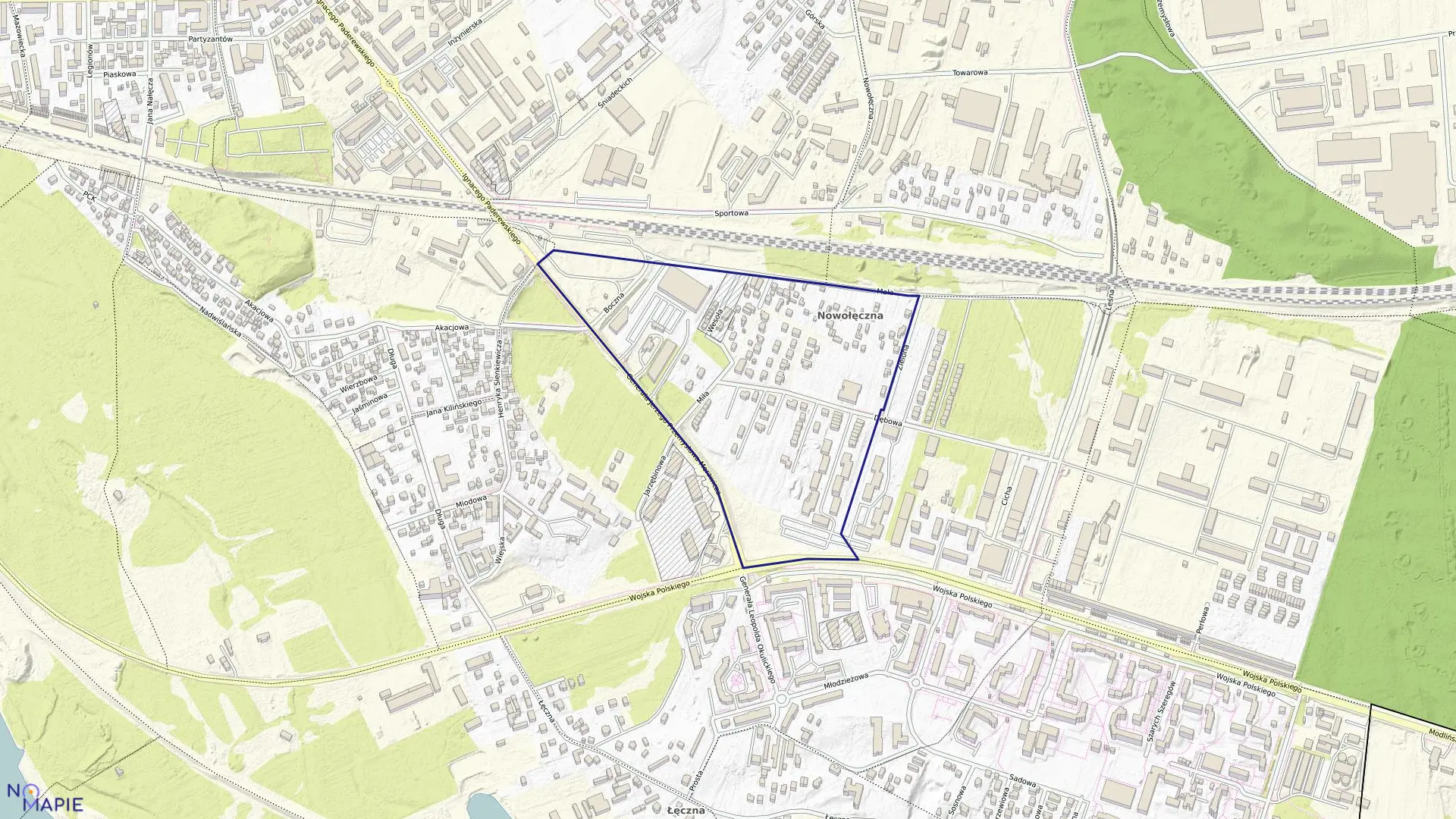 Mapa obrębu 9-01 w mieście Nowy Dwór Mazowiecki